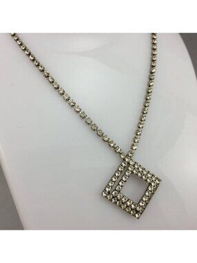 Vintage Diamante Pendant Necklace Cocktail Sparkler